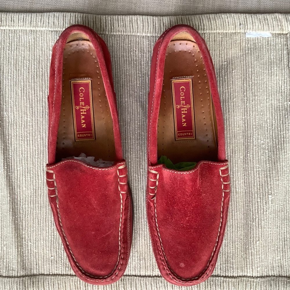 Cole Haan Red Suede Driving Loafers